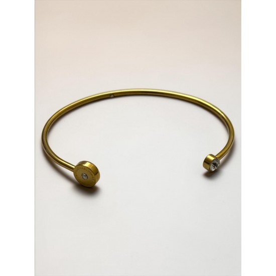 GOLD RENK TAŞLI GEÇMELİ MODEL ÇELİK KELEPÇE BİLEKLİK