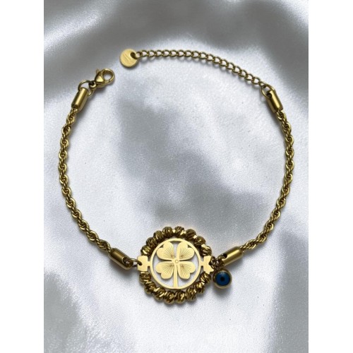 DORİKA BONCUK VE YONCA MODEL BURGU ZİNCİR ÇELİK BİLEKLİK