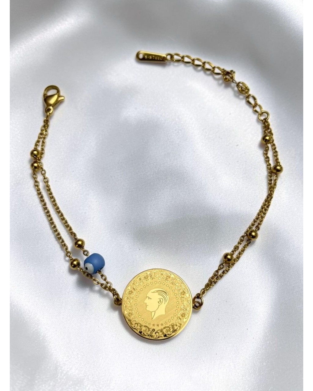 ÇEYREK MODEL NAZAR DETAY ÇELİK BİLEKLİK