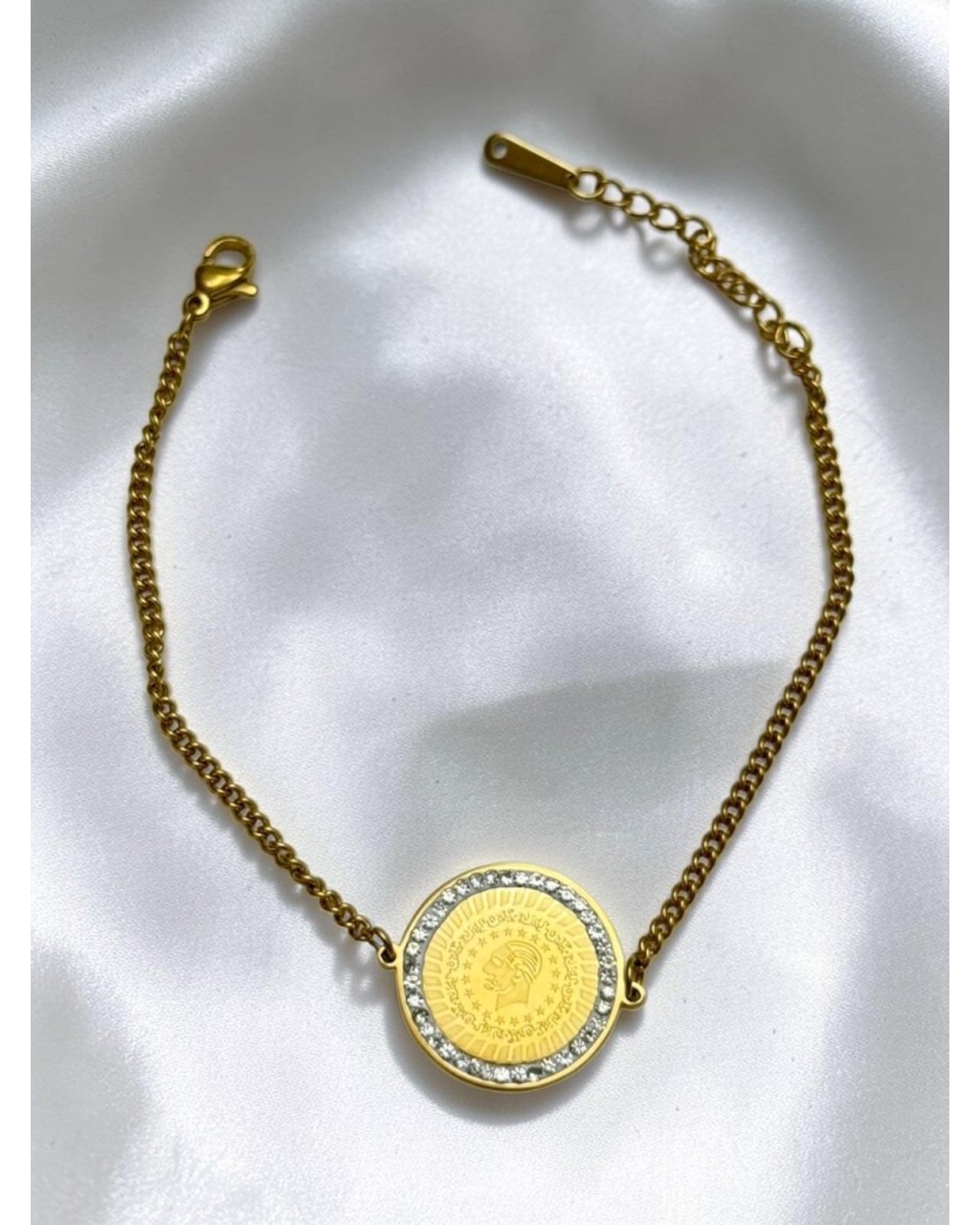 ZİRKON TAŞLI ÇEYREK MODEL ÇELİK BİLEKLİK