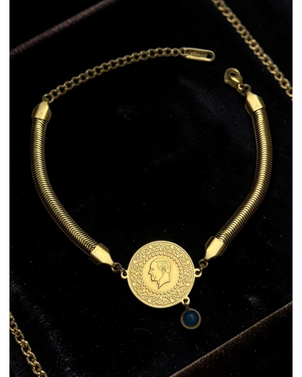 ÇEYREK MODEL NAZARLI İTALYAN ZİNCİR ÇELİK BİLEKLİK