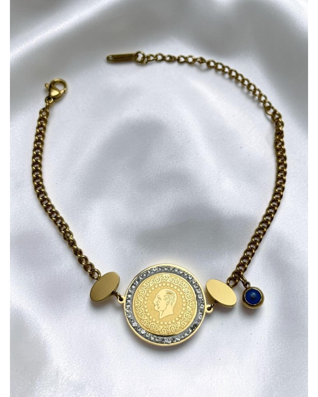 ZİRKON TAŞLI APARATLI ÇEYREK MODEL ÇELİK BİLEKLİK