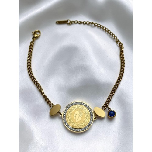 ZİRKON TAŞLI APARATLI ÇEYREK MODEL ÇELİK BİLEKLİK