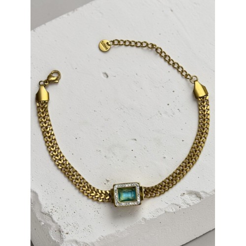 RENKLİ DİKDÖRTGEN TAŞLI SAAT KORDONU MODEL ÇELİK BİLEKLK