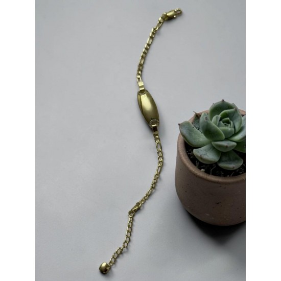 İSİM YAZILABİLİR GOLD RENK TAŞLI BOMBELİ MODEL 14K ALTIN KAPLAMA ÇOCUK KÜNYESİ