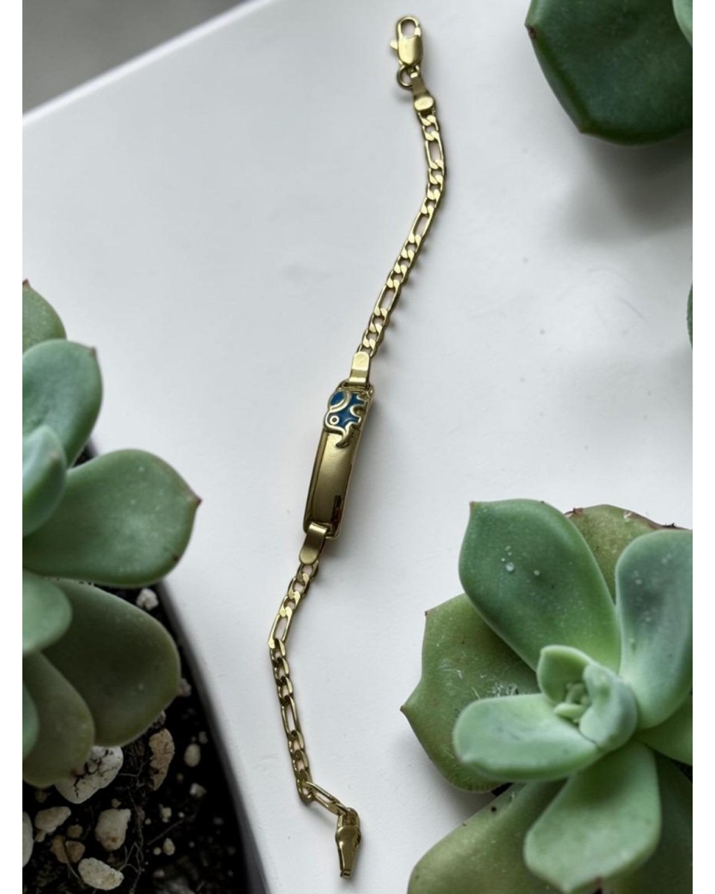 İSİM YAZILABİLİR GOLD RENK MAVİ FİL FİGÜRLÜ 14K ALTIN KAPLAMA ÇOCUK KÜNYESİ