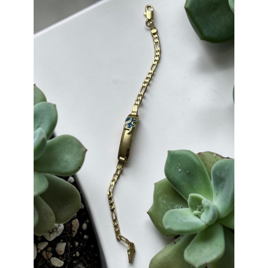 İSİM YAZILABİLİR GOLD RENK MAVİ FİL FİGÜRLÜ 14K ALTIN KAPLAMA ÇOCUK KÜNYESİ