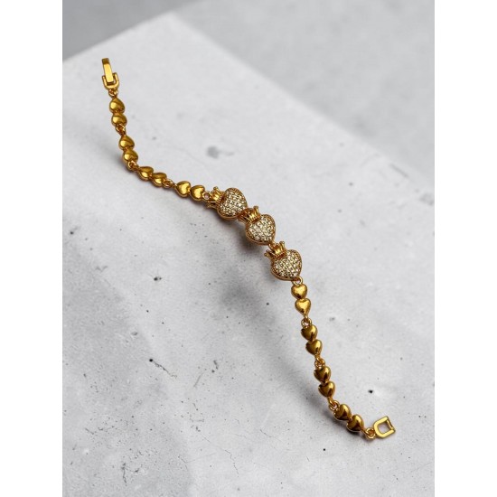 GOLD RENK TAÇLI KALP MODEL ZİRKON TAŞLI XUPING BİLEKLİK