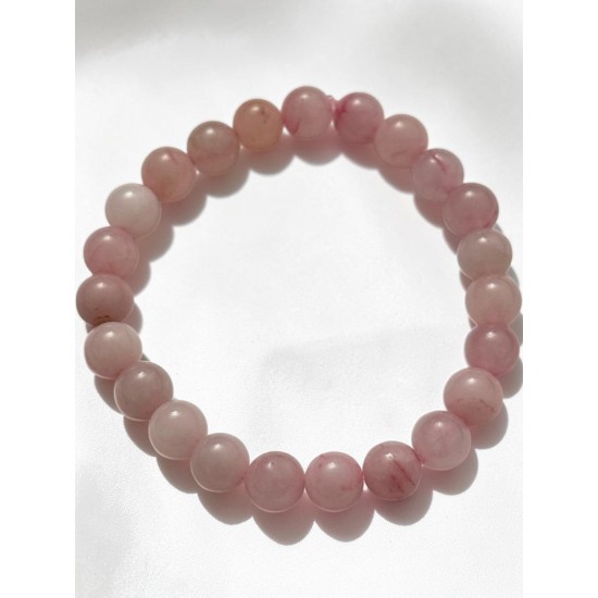 8 MM DOĞALTAŞ PEMBE KUVARS MİSİNE BİLEKLİK