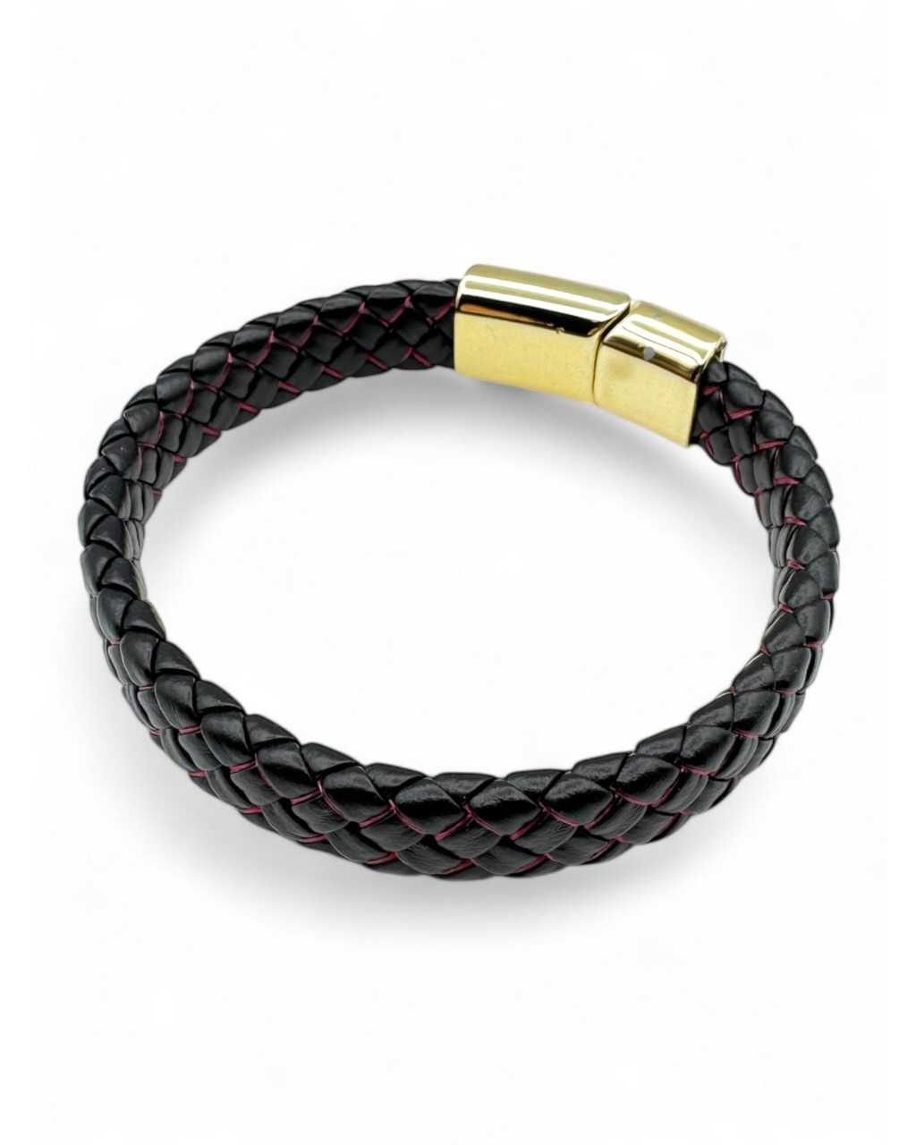 SARI KİLİT KIRMIZI ÇİZGİLİ DERİ BİLEKLİK