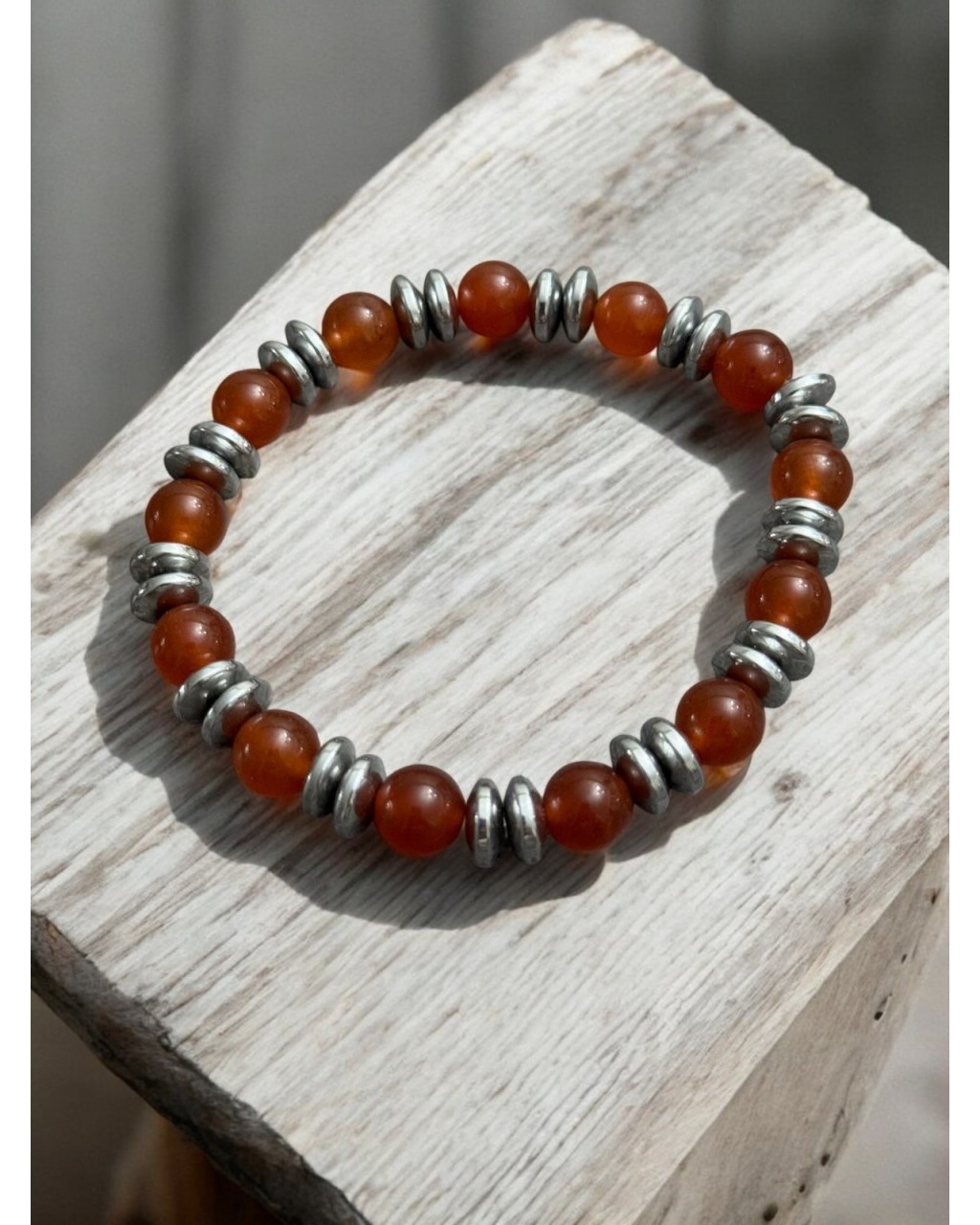 AKİK VE ELİPS HEMATİT KARIŞIK MODEL MİSİNE BİLEKLİK