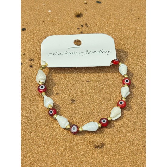 KIRMIZI RENK DENİZ KABUĞU BİLEKLİK