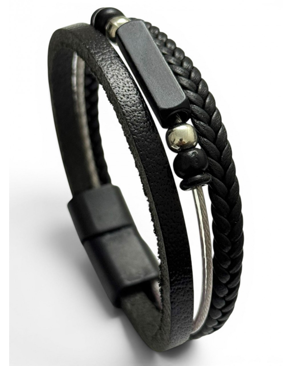 İSİM YAZMALI ÇELİK HALATLI DERİ BİLEKLİK 