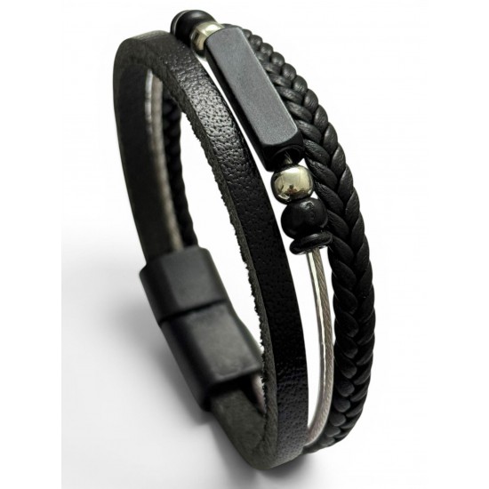 İSİM YAZMALI ÇELİK HALATLI DERİ BİLEKLİK