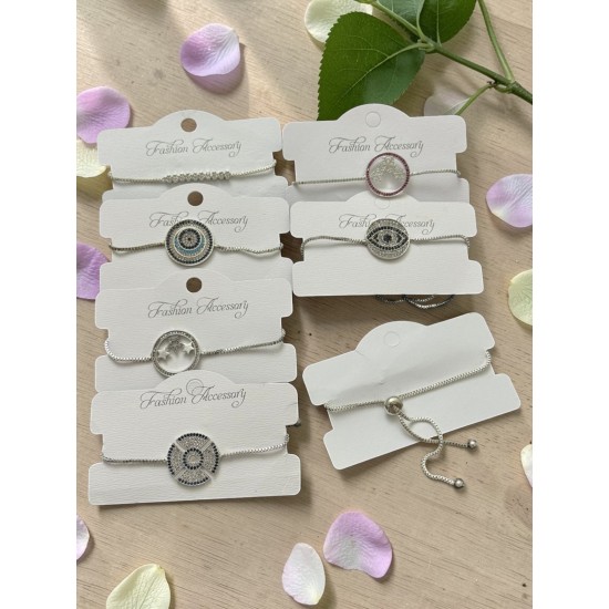 10 ADET KARIŞIK MODEL GÜMÜŞ RENK ZİRKON ASANSÖRLÜ BİLEKLİK