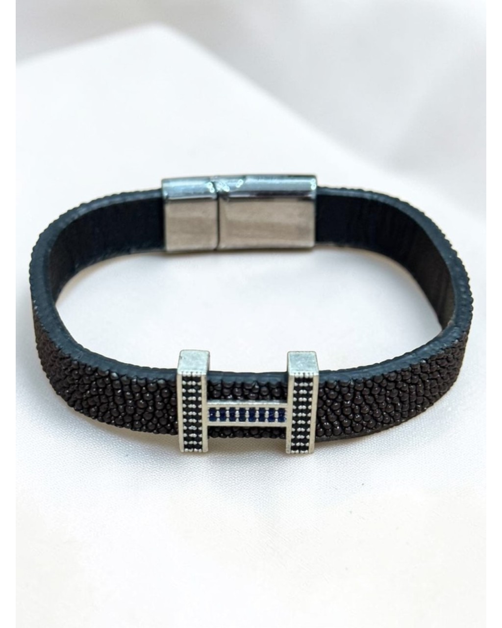 VATOS DERİSİ ZİRKON TAŞLI KAHVERENGİ BİLEKLİK