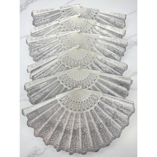 12 ADET BEYAZ SİLMİ YELPAZE