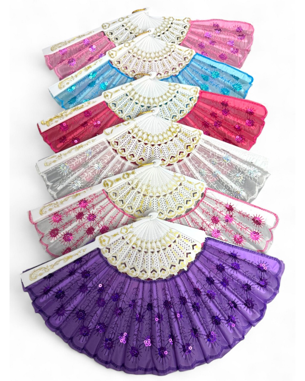 12 ADET ÇOK RENKLİ PULLU YELPAZE 12 ADET ÇOK RENKLİ PULLU YELPAZE