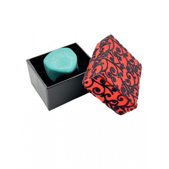 KIRMIZI KADİFE DESENLİ YÜZÜK KUTUSU