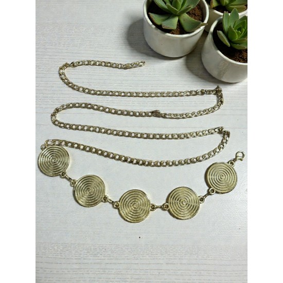 GOLD RENK YUVARLAK HİPNOZ MODEL BEL ZİNCİRİ