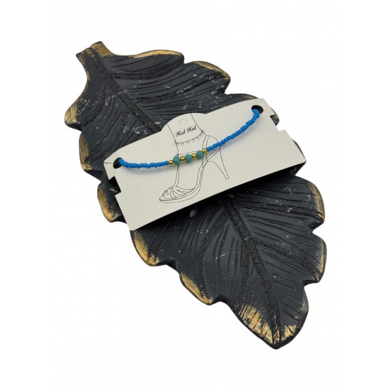 TURKUAZ KRİSTAL BONCUK DETAYLI MAVİ KUM BONCUK HALHAL