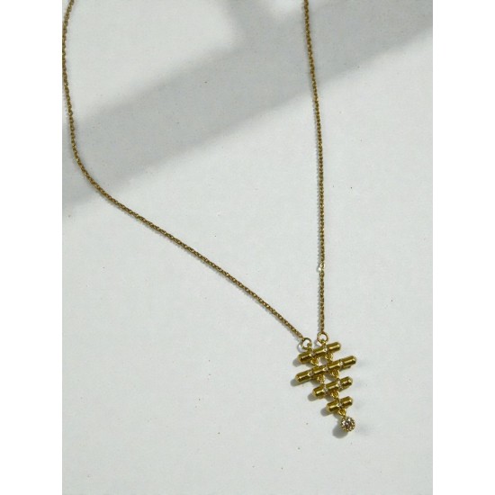 GOLD RENK PİRAMİT MERDİVEN MODEL ÇELİK KOLYE