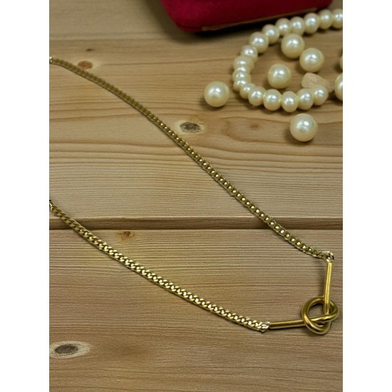 GOLD RENK GEMİCİ DÜĞÜM MODEL ÇELİK KOLYE