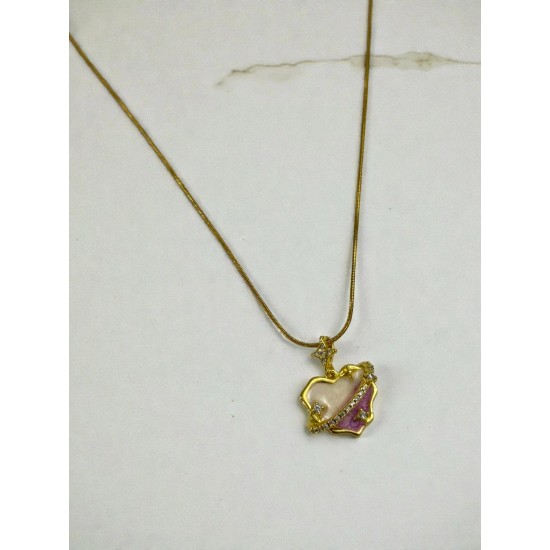GOLD RENK YILAN SIRTI ZİNCİR EPOKSİ HEART MODEL ÇELİK KOLYE