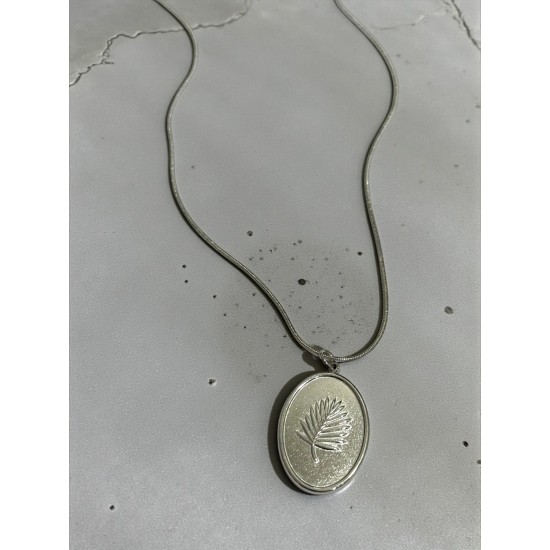 YAPRAK MODEL OVAL ÇELİK KOLYE