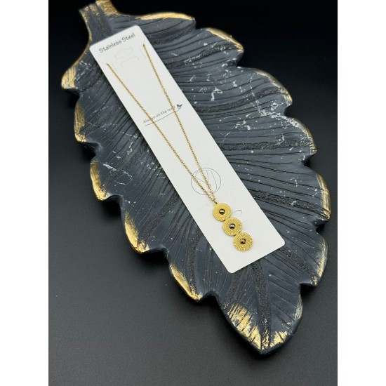 ÜÇLÜ YUVARLAK MODEL GOLD RENK ÇELİK KOLYE