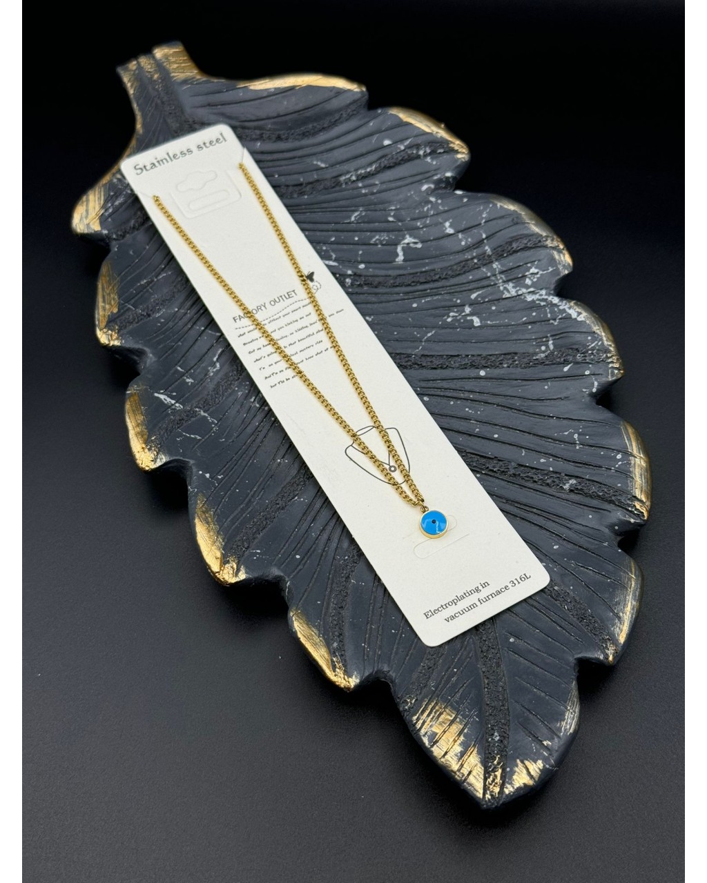 NAZAR MODEL GOLD RENK ÇELİK KOLYE