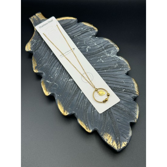 DEVE TABANI DORİKA BONCUK MODEL GOLD RENK ÇELİK KOLYE