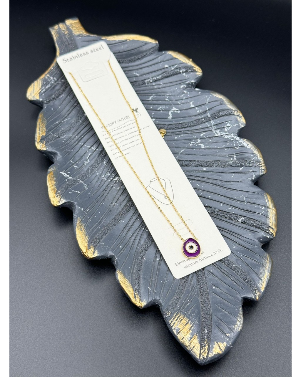 MOR NAZAR MODEL GOLD RENK ÇELİK KOLYE