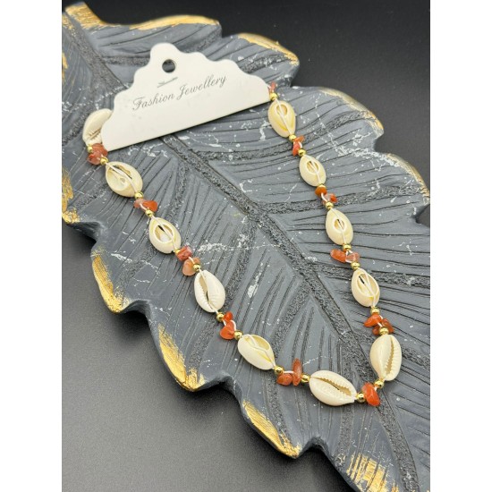 AKİK TAŞI BÜYÜK DENİZ KABUĞU KOLYE