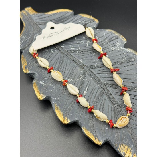 MERCAN TAŞI BÜYÜK DENİZ KABUĞU KOLYE