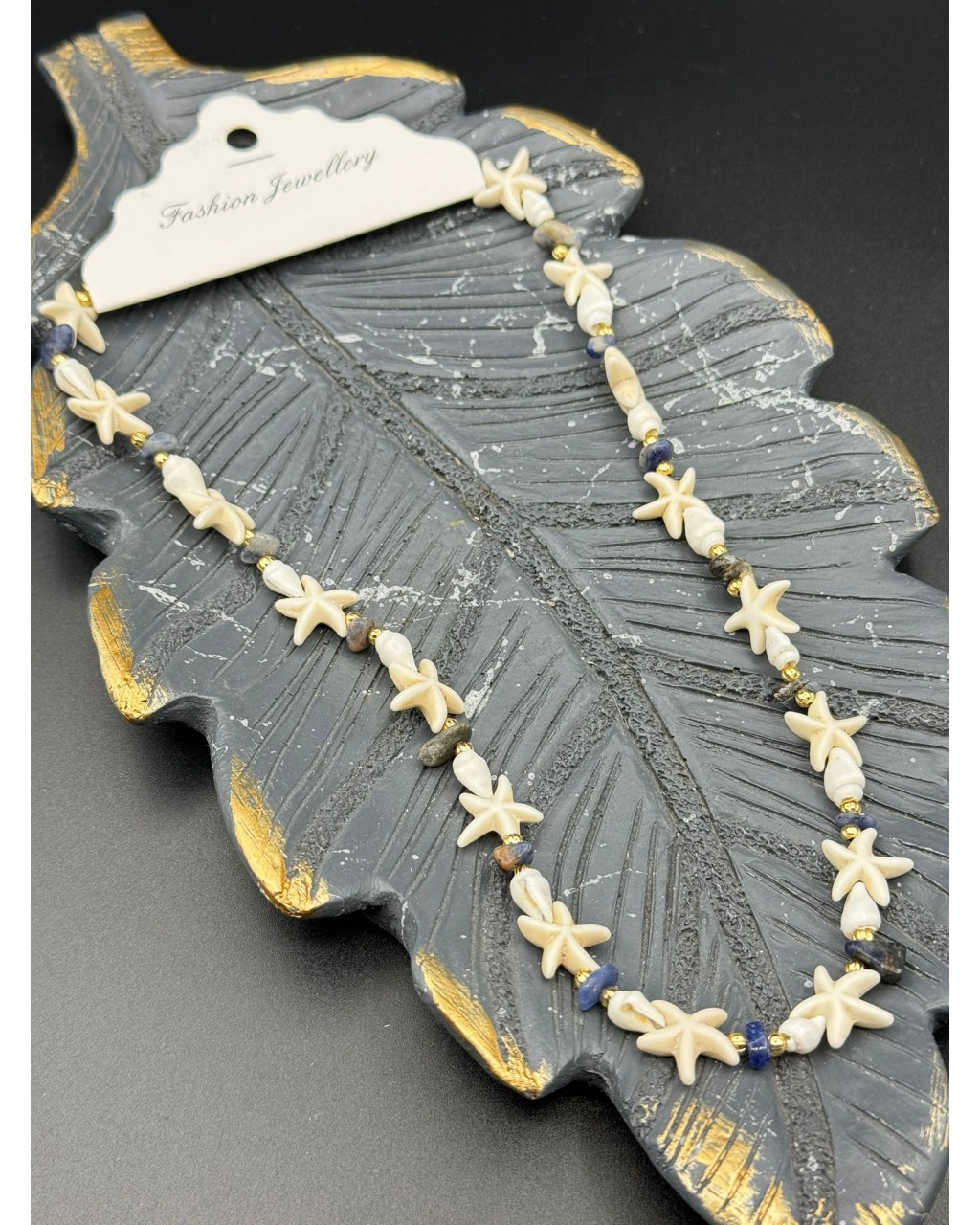 LAPİS TAŞI ÇOK YILDIZLI DENİZ KABUĞU KOLYE