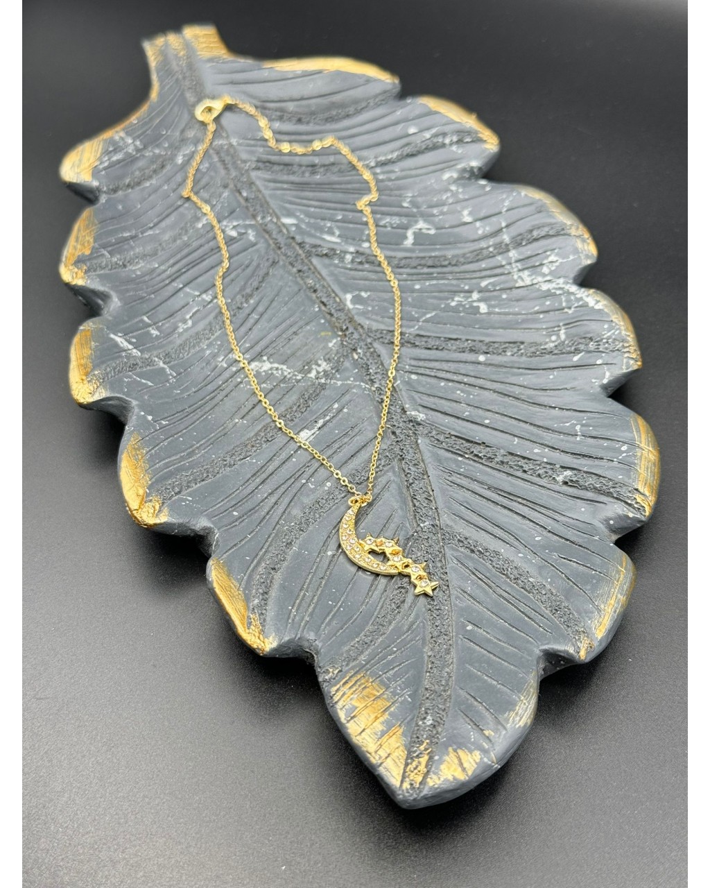 AY VE KUYRUKLU YILDIZ MODEL ZİRKON TAŞ KOLYE