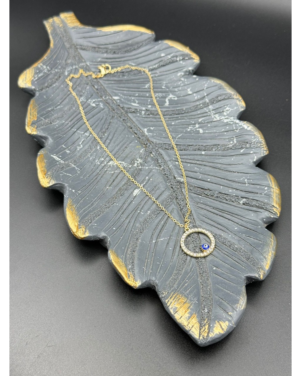 YUVARLAK NAZARLI ZİRKON TAŞ KOLYE