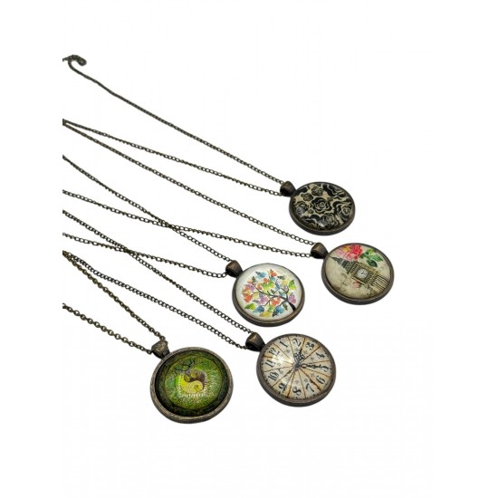 YUVARLAK MODEL BAKIR RENK ANTİK KOLYE