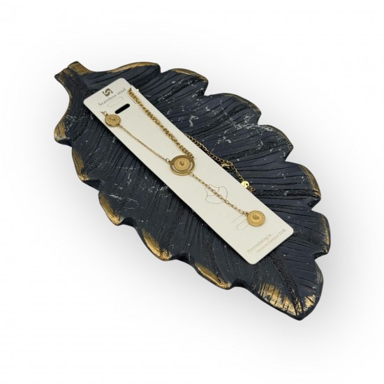 SALLANTILI ÇEYREK MODELLİ GOLD RENK ÇELİK KOLYE