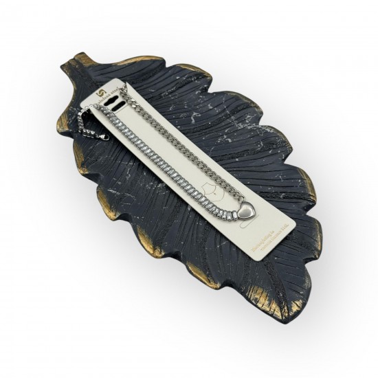 YARISI SU YOLU YARISI GURMET ZİNCİR KALP FİGÜR SİLVER RENK ÇELİK KOLYE