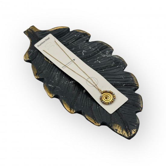 GOLD RENK KARIŞIK RENK BONCUK DÖNGÜ MODEL ÇELİK KOLYE