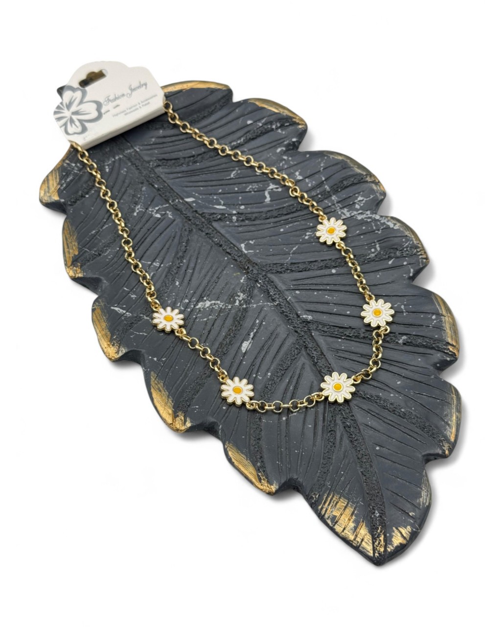 GOLD RENK BEŞLİ PAPATYA MODEL ZİNCİR KOLYE