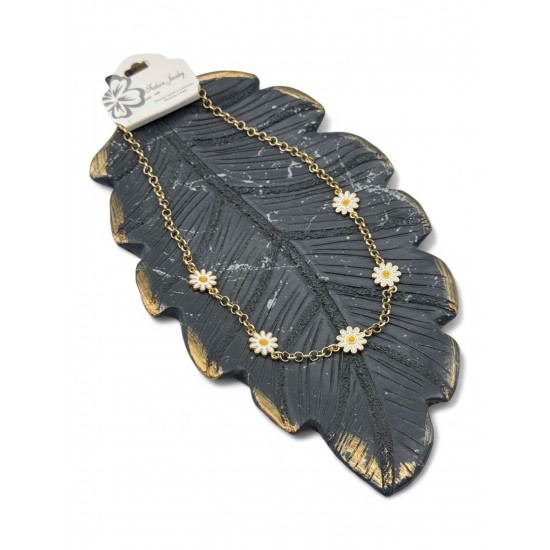 GOLD RENK BEŞLİ PAPATYA MODEL ZİNCİR KOLYE