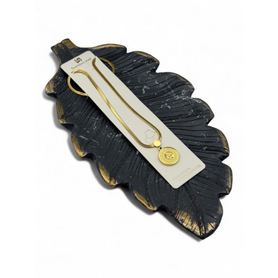 GOLD RENK İTALYAN ZİNCİR ARAPÇA ALLAH YAZILI LİRA ÇELİK KOLYE GOLD RENK İTALYAN ZİNCİR ARAPÇA ALLAH YAZILI LİRA ÇELİK KOLYE