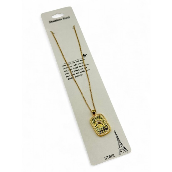 YUNUS VE DENİZ TEMALI PLAKA MODEL GOLD RENK ÇELİK KOLYE YUNUS VE DENİZ TEMALI PLAKA MODEL GOLD RENK ÇELİK KOLYE