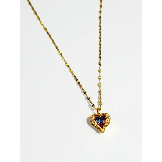 GOLD RENK OKYANUS KALBİ GEZEGEN MODEL ÇELİK KOLYE