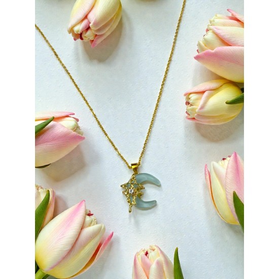 GOLD RENK MODELLİ HİLAL AY MODEL KOLYE