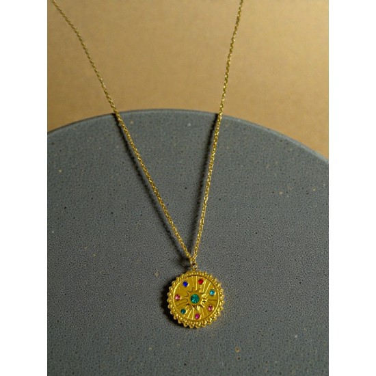 GOLD RENK KOZMİK DENGE TAROT TIRTIKLI MODEL ÇELİK KOLYE