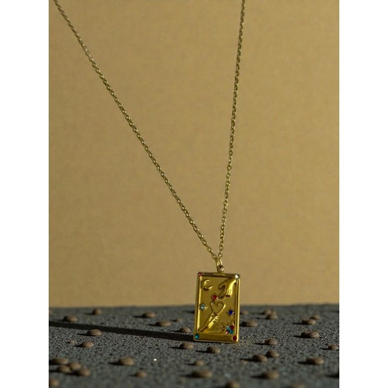 GOLD RENK UZANAN ELLER TAROT MODEL ÇELİK KOLYE